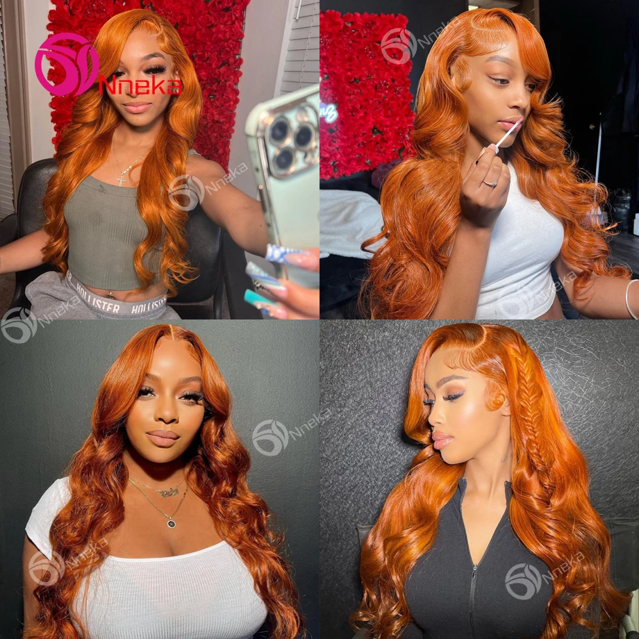 Ginger Human Hair Wig Body Wave Human Hair Wigs 13x6 Hd Lace Frontal Wig Brazilian Colored 13x4 Lace Front Wigs For Black Woman 5