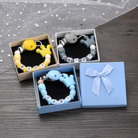 Boxed Personalized Name Baby Nipple Clips Silicone Beaded Soother Pacifier Chains DIY Nursing Toys Anti-Drop Dummy Holder Chain 2
