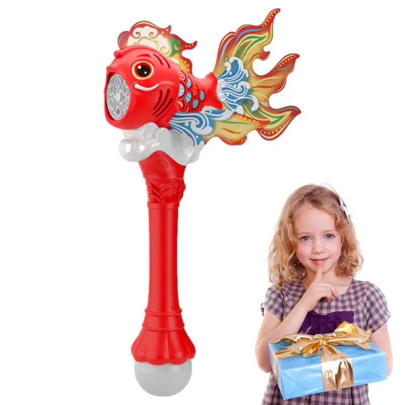 

Bubble Wand Machine For Kids Carp Handheld Bubble Maker With Lights And Sounds Automatic Portable New Year Bubble Machine For