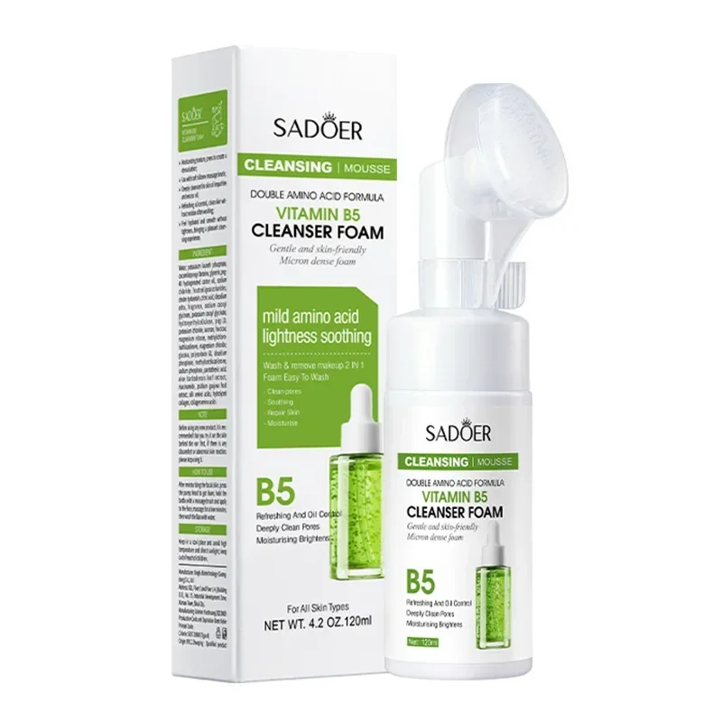 SAODER Q10 Vitamin C Facial Cleanser Face Wash Foam Facial Cleansing Mossee Moisturizing Brightening Facial Skin Care Products 5