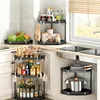 Kitchen Corner Shelf Multi Layers Seasoning Tripod Rack Multifunctional Storage Rack With Hook metal plastic Kitchen Organizer 2