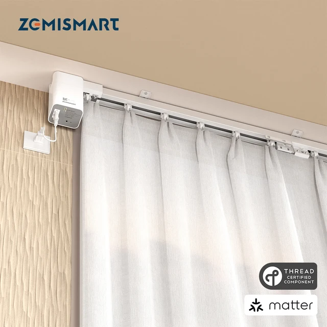 มอเตอร์ม่านไฟฟ้า Zemismart Matter Thread พร้อมรางต่อ รองรับ Homekit SmartThings Home Assistant Alexa Google Home 1