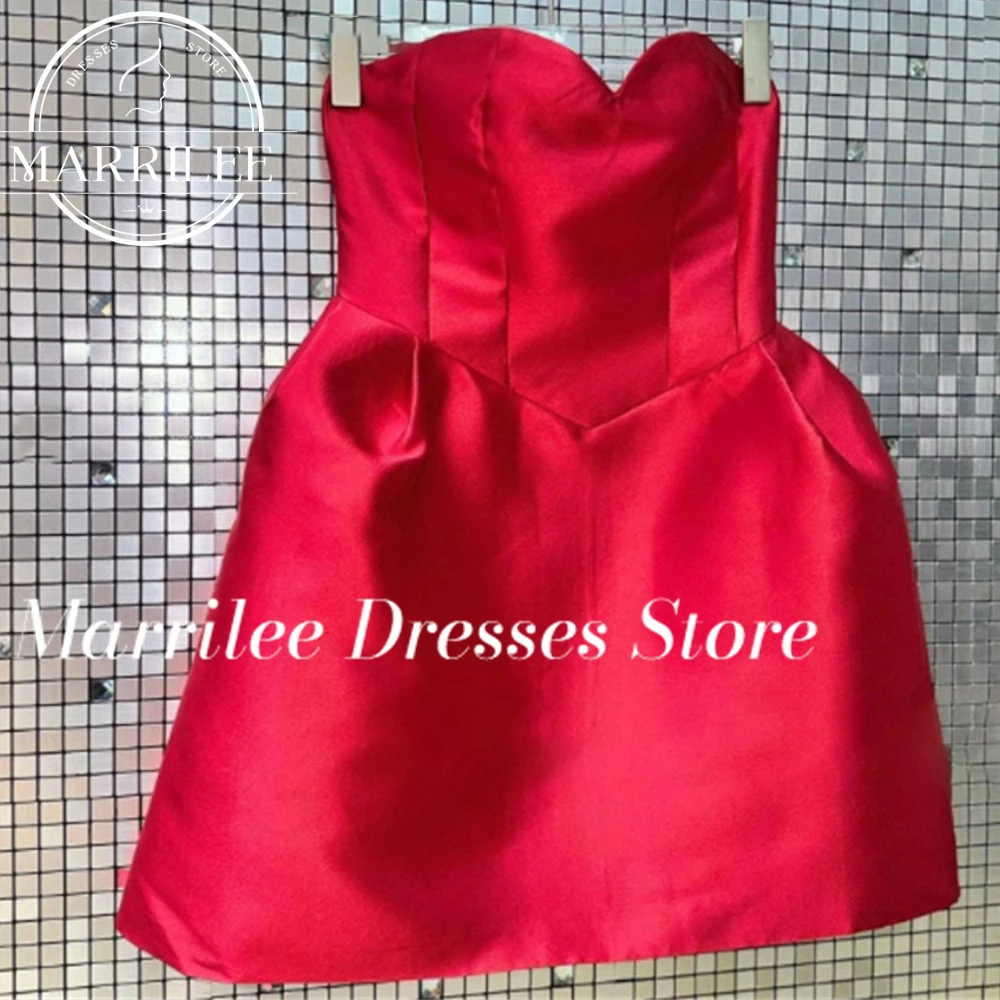 Marrilee Customized Sweetheart  Strapless A-Line Short Evening Dresses Charming Sleeveless Above Knee Pleated Prom Party Gown 3