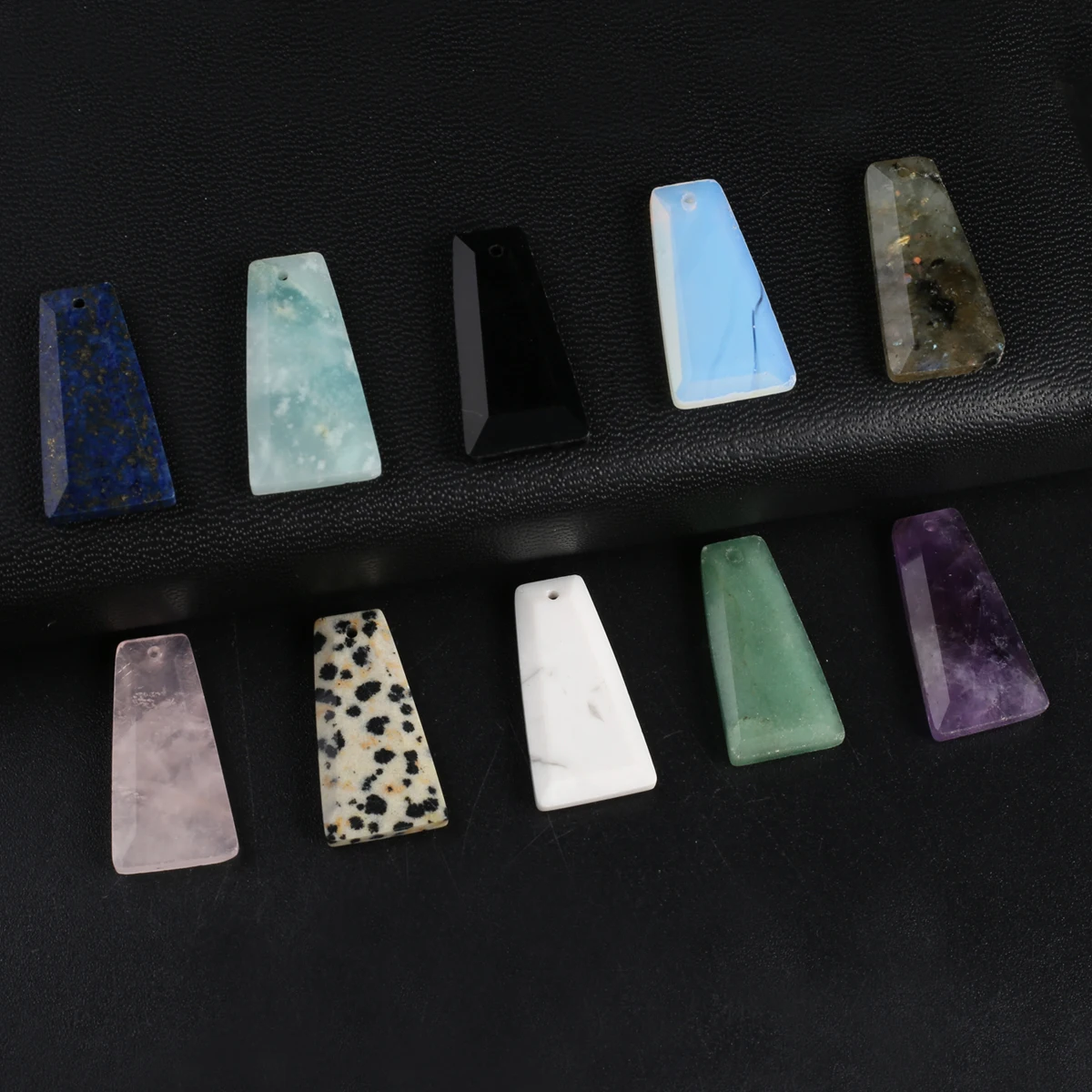 12 PCS Trapezoidal Pendant Jewelry Making DIY Natural Semi precious Stone Necklace Earrings Accessories Gift Wholesale Price