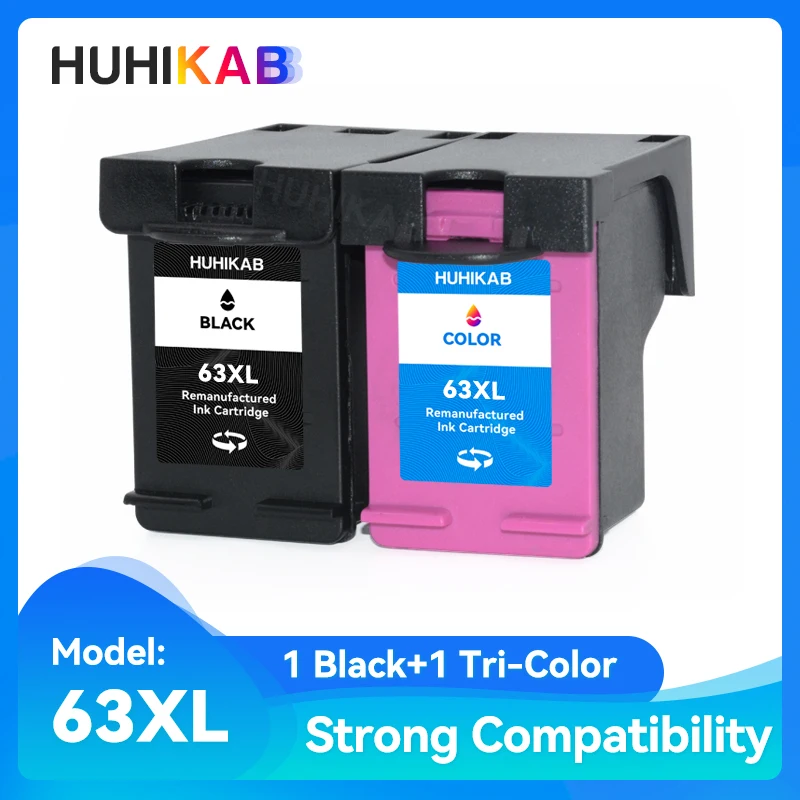 2 Black + 1 Color 63XL Ink Cartridge Multi-Pack – For HP OfficeJet 5220 5230 5255 5258, Deskjet 1110 2130 3630, Envy 5530 – Used – UPC 655783330471