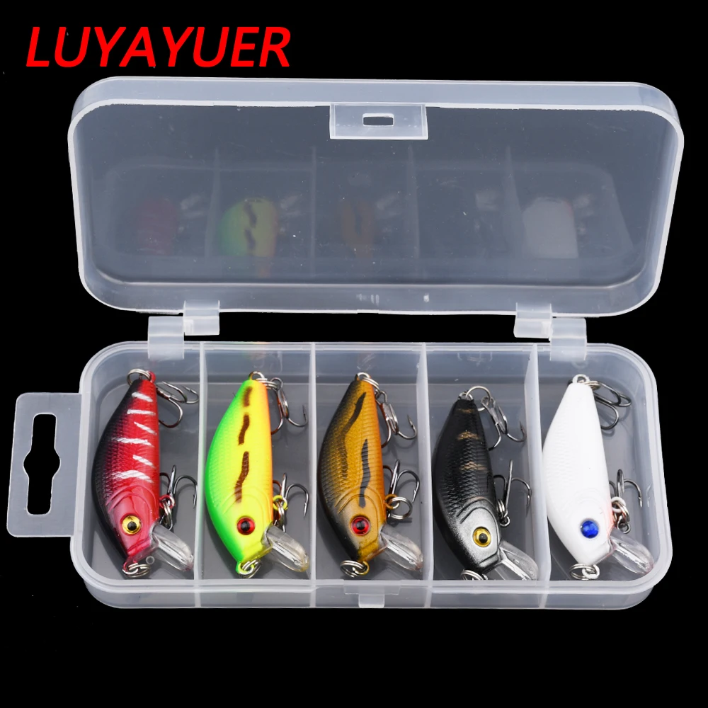 

5pcs Minnow Fishing Lure 50mm 4.1g Floating Hard Bait Wobbler Jig Bait Crankbait Carp Striped Bass Pesca Fishing Tackle SwimBait