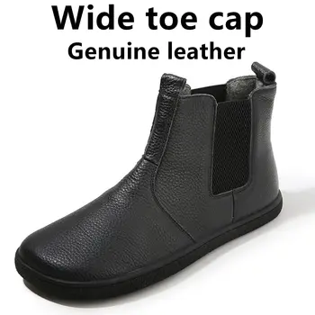 Barefoot Leather Boots With Wool Linning Inside For Women  man Zero Drop Wider Toes Box 1