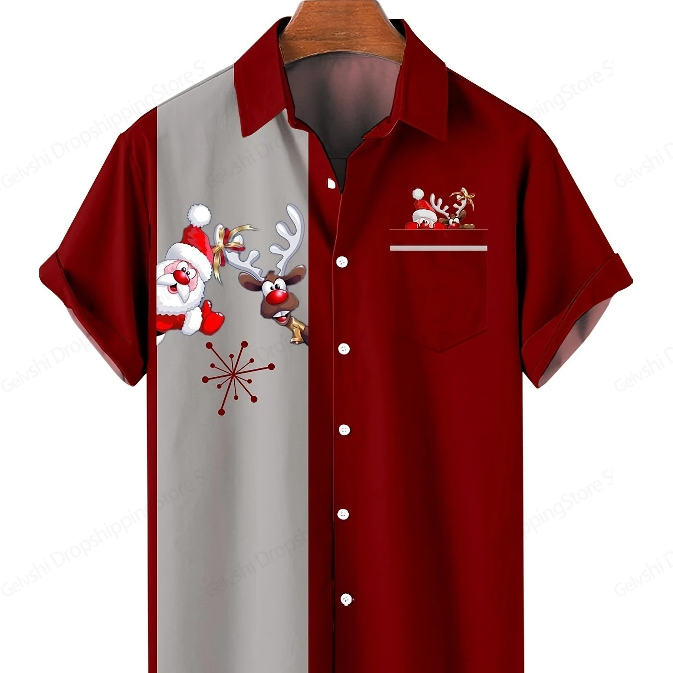Santa Claus Hawaiian Shirt Pocket Christmas Elegant Print Shirt Men santa-claus-hawaiian-shirt-pocket-christmas-elegant-print-shirt-men