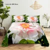 Pink Rose Bed Sheet Sets 3D Print Flowers Flat Soft Cover For Women Kids Girls King Queen Full Twin Size Linen Room Decor 4