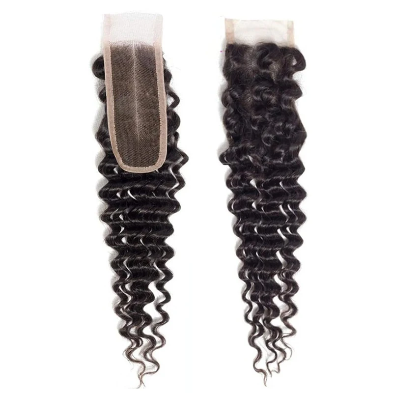 2x6 Lace Closure Deep Wave Human Hair Pre-Plucked Hairline Brazilian Virgin Hair Soft Transparent Lace Closure For Women