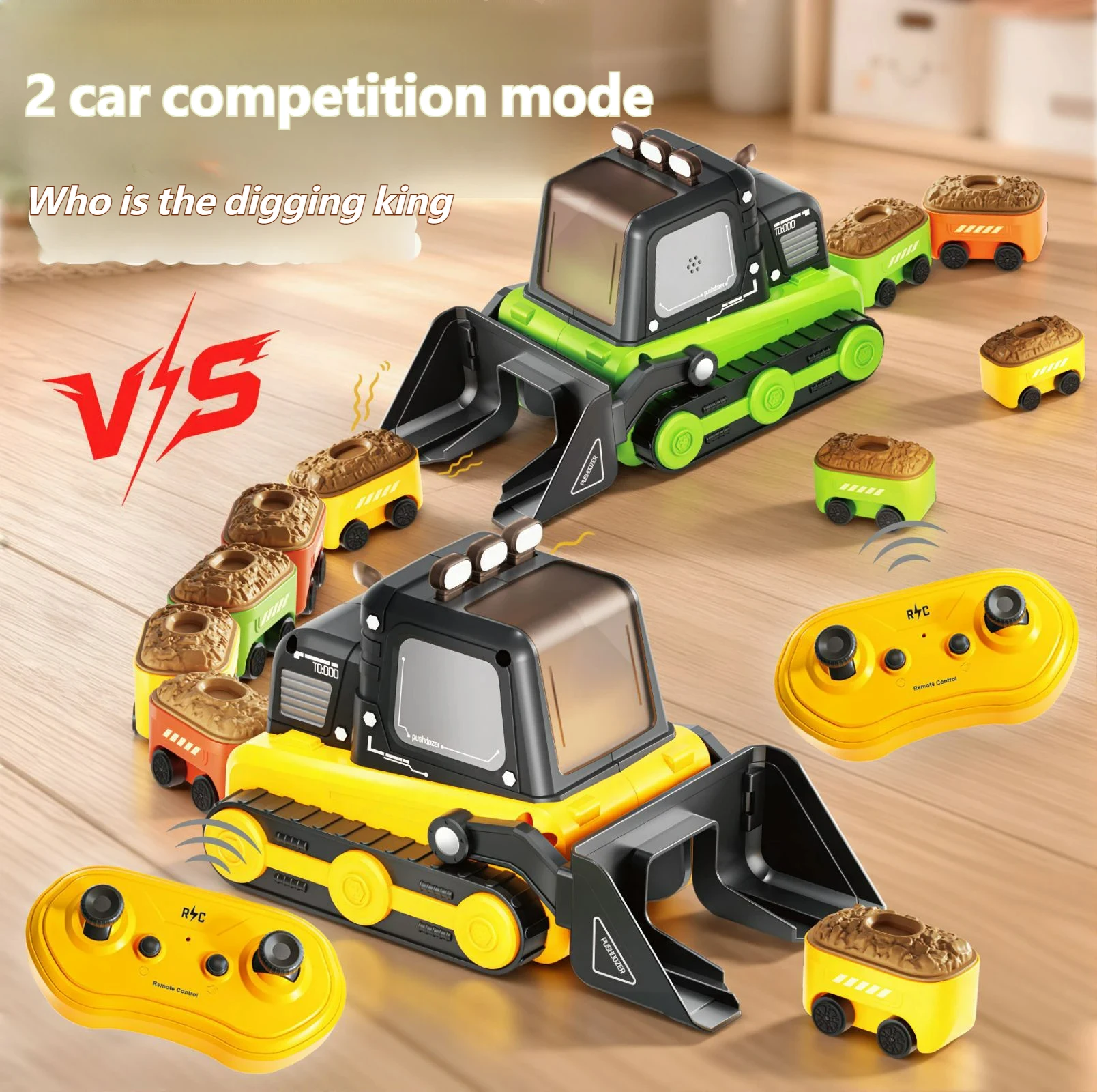 Auto Telecomandata 2.4G, Bulldozer RC, Veicolo da Costruzione, Auto Magnetica con Catena, Giocattolo Interattivo per Feste, Regalo per Ragazzi e Adulti - Image 3