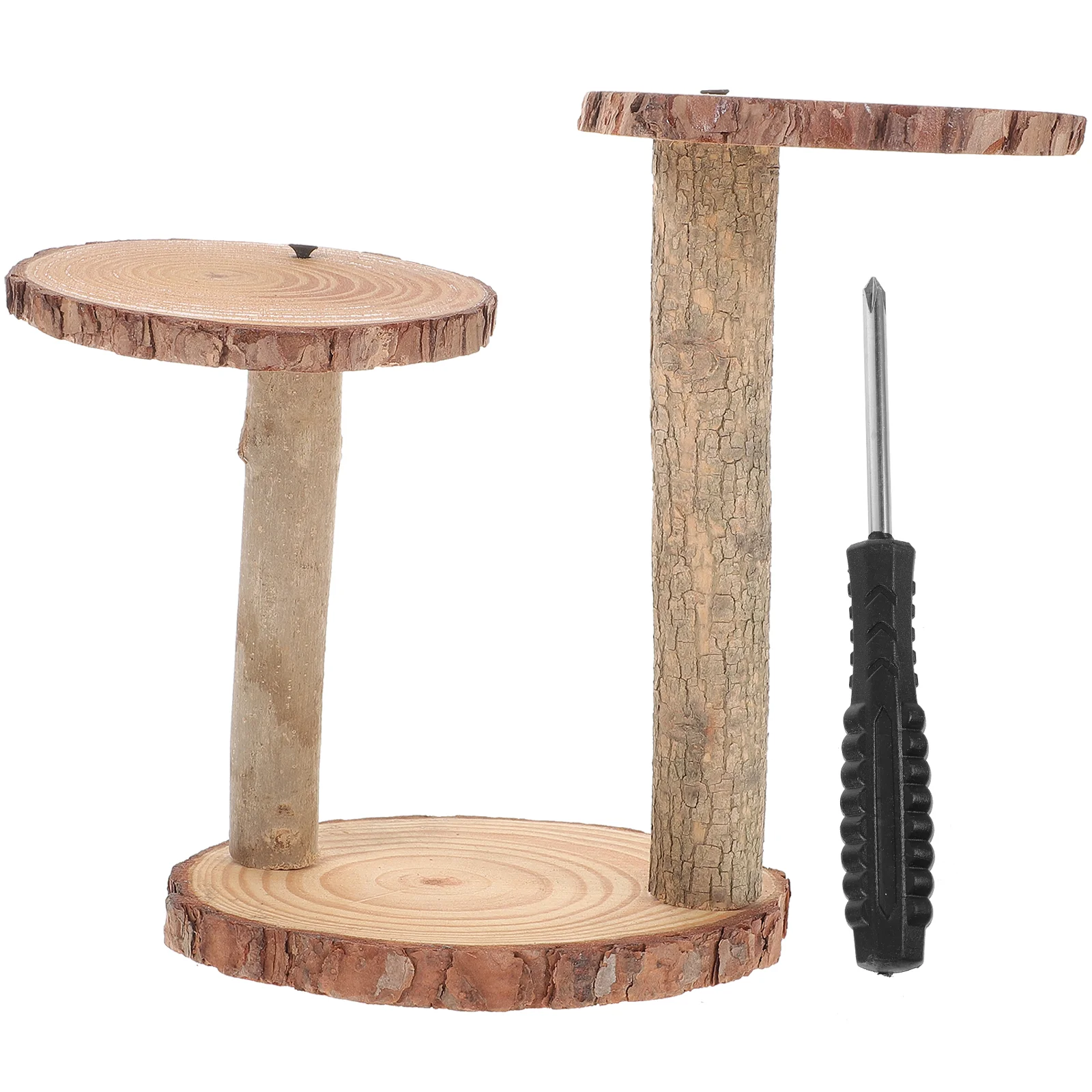 

Wood Cupcake Stands 3 Tier Tree Bark Server Round Plant Stand Wood Farmhouse Cupcake Tier Stand Small Bonsai Holder Indoor