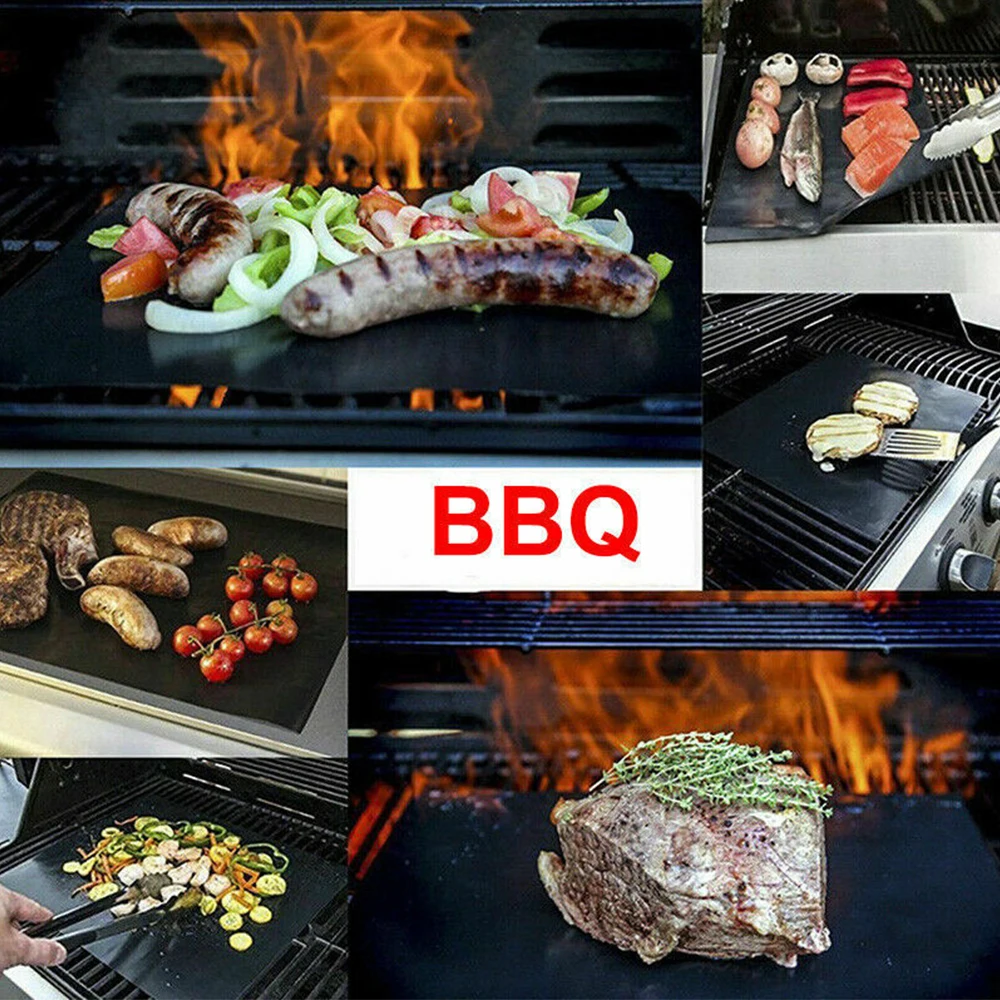 5Pcs/Set Non-stick BBQ Grill Mats Baking Mat Barbecue Tool Cooking Grilling Heat Resistance Easily Cleaned Kitchen Tools 40*33cm