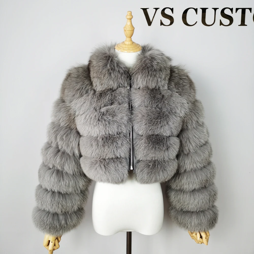 puffer coat with fur hood VISI HOP VS4003 2021 Winter Full Sleeves Short Style Warm Jacket New Arrivals Intact Real Women Fox Fur Coat ralph lauren puffer jacket Coats & Jackets