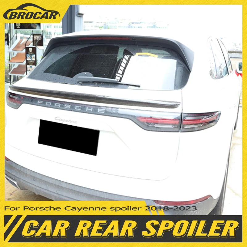 Per Porsche Cayenne Spoiler 2018-2023 Materiale In Vera Fibra Di Carbonio Auto Ala Posteriore Tronco Ala Superiore Porsche Cayenne Ala Posteriore Tuni