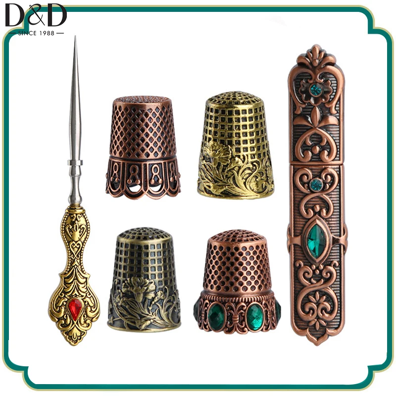 

Vintage Scissors European Style Sewing Metal Needle Case&Sewing Awl Sewing Thimble for Embroidery and Craft Art Work