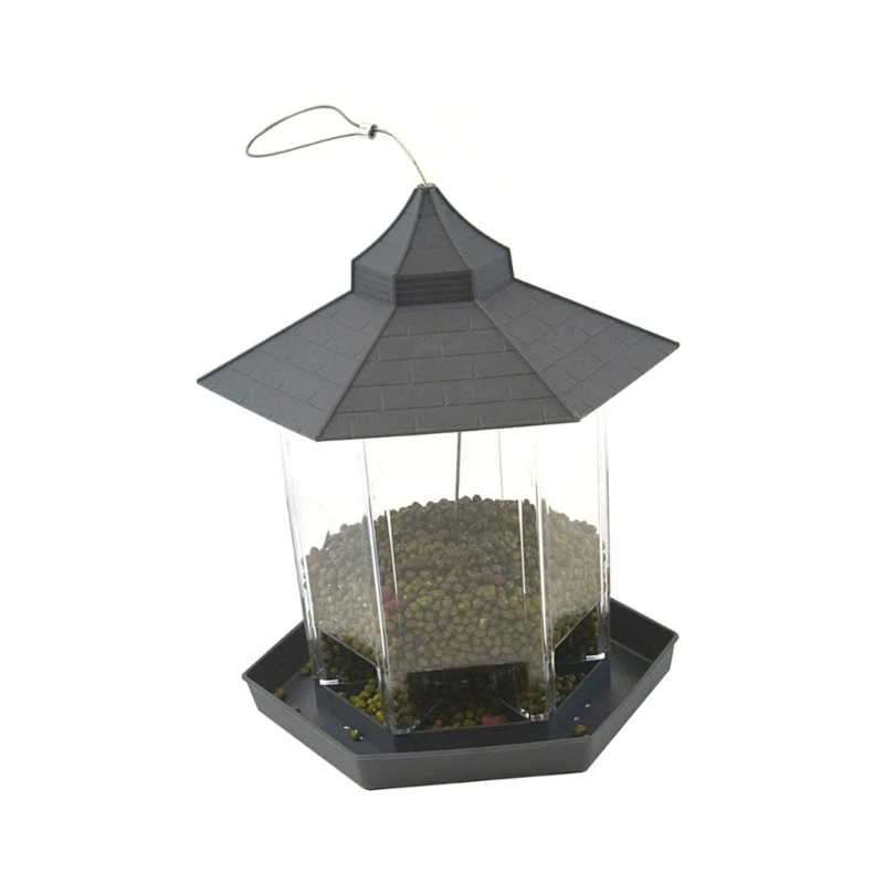 Garden Birds Feeder Hangable Parrots Feeders Clear Outdoor Feeding Station 6XDE