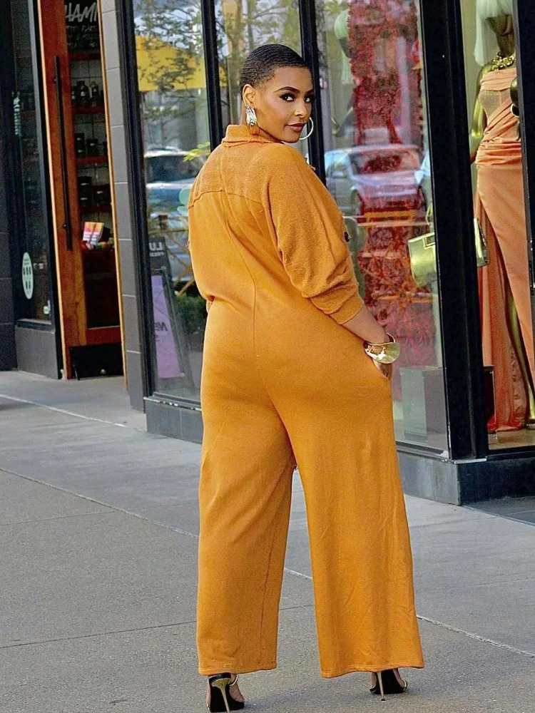 Wmstar Jumpsuits Rompers Women Wholesale Hot Selling European American Casual Commuting Lapel Sweatshirts Wide Leg 2025