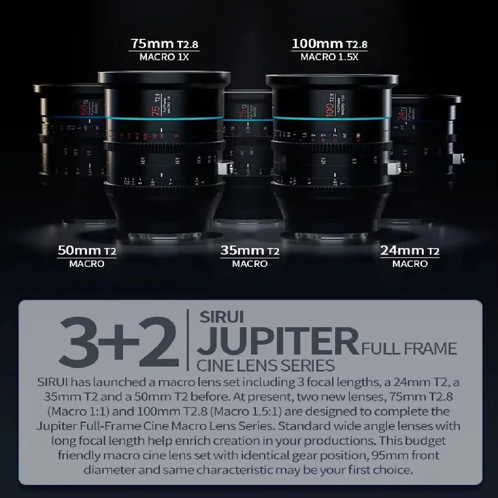 시루이 주피터 24mm 35mm 50mm T2 75mm 100mm T2.8 풀프레임 매크로 시네 렌즈 (EF/PL 마운트 카메라용)