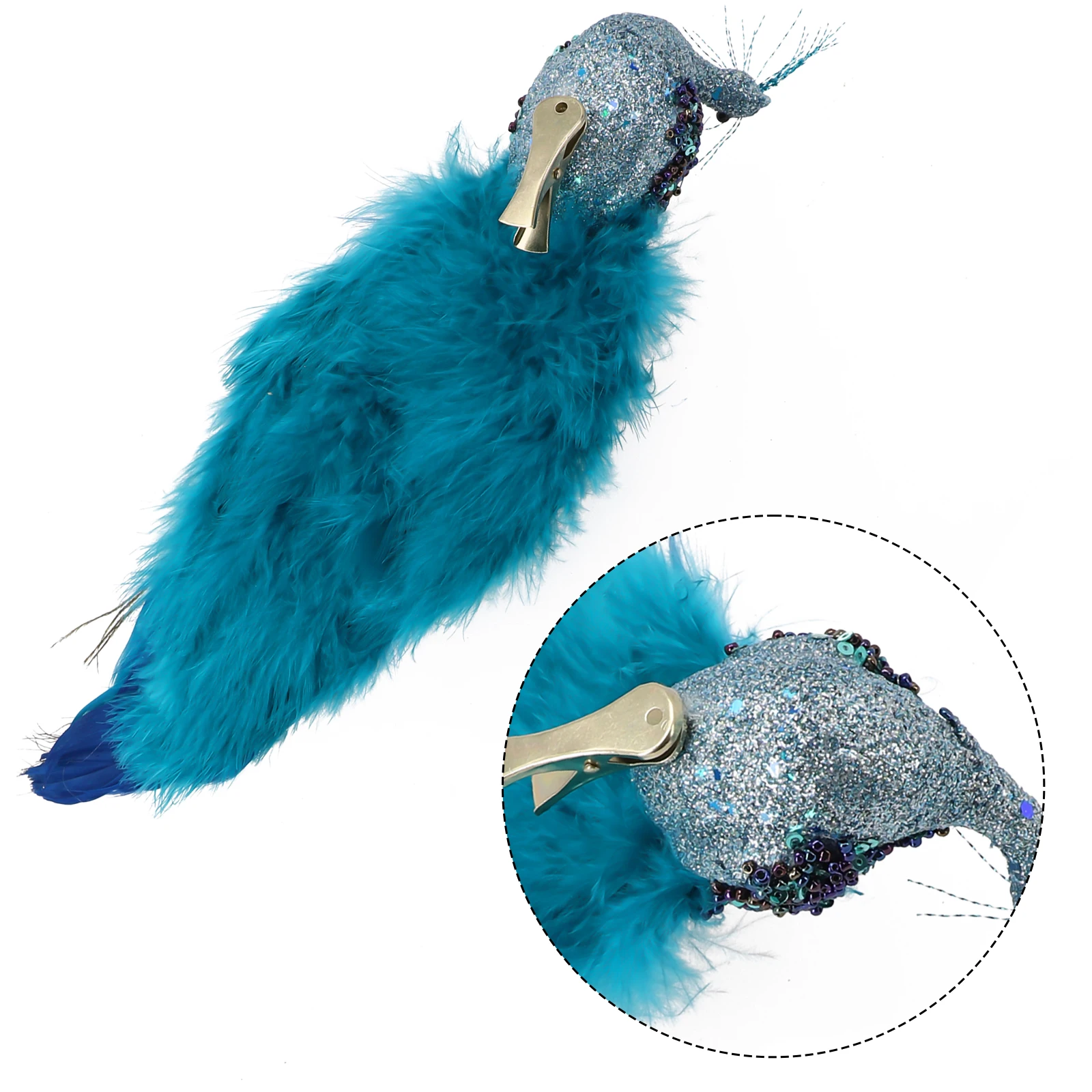 

Artificial Blue Peacock Feathered Simulation Birds Christmas Tree Decorations Simulated Three-dimensional Peacock Pendant Craft