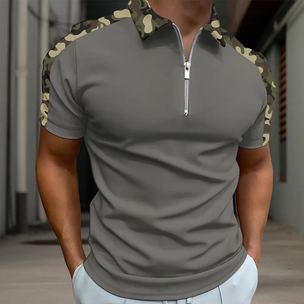 

Zipper Polo T Shirt For Men Fashion Business Golf Men's Clothing 3d Animal Print Casual Top Sports Short Sleeve Baseball Uniform