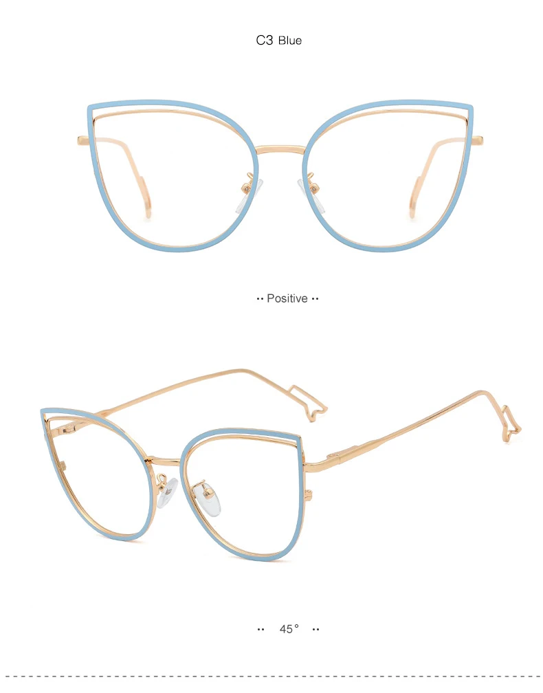 Handoer Women's Full Rim Oval Cat Eye Alloy Tr 90 Eyeglasses 95597 7