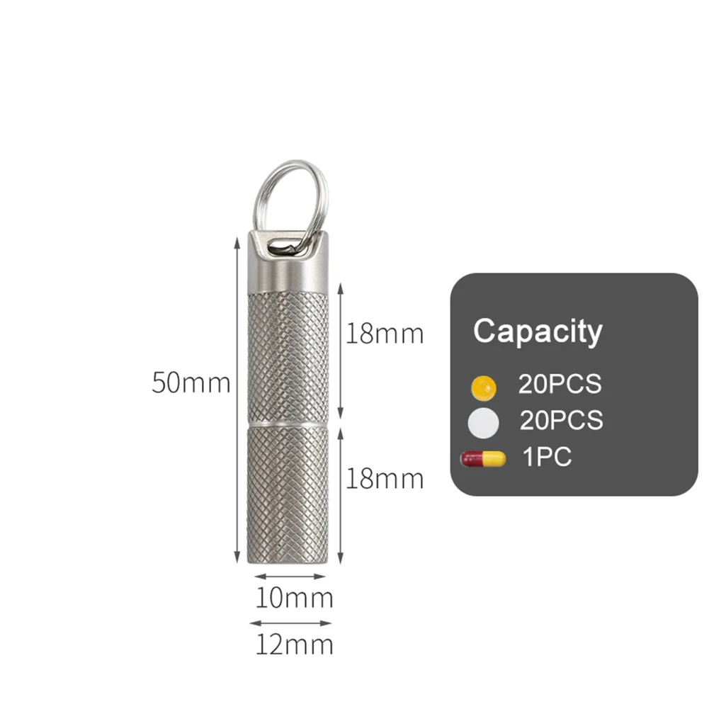 

2-Layer Titanium Waterproof Pill Holder Bottle Medicine Organizer Container Fob Camping Supplies Outdoor Travel Essentials