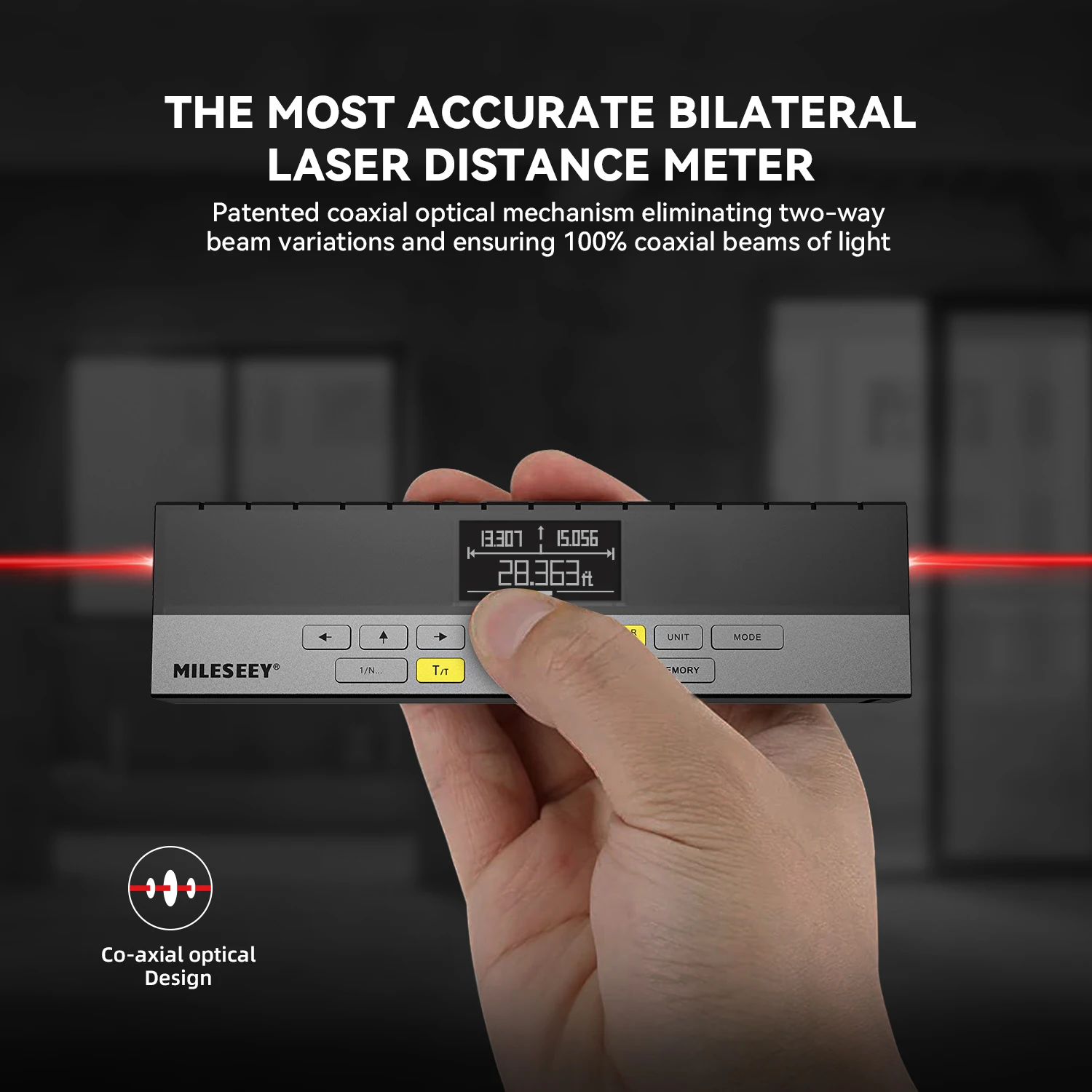 MILESEEY Bilateral Laser Tape Measure DP20, Laser Rangefinder with Laser Mark Beam, use Patented