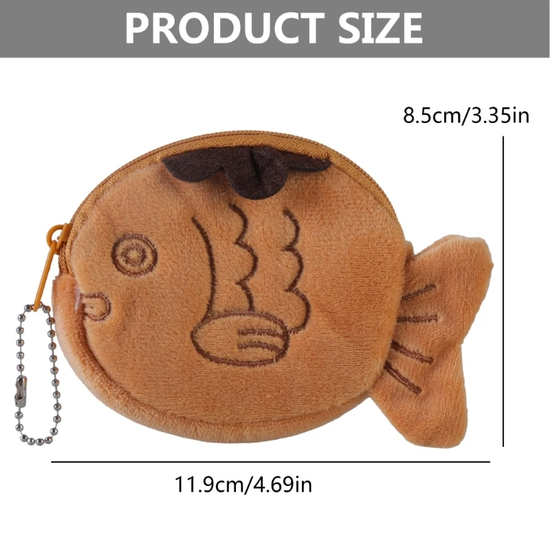 Porte-monnaie En Peluche Forme Poisson - Pochette Mignonne Pour Pièces, écouteurs, Clés - Fermeture éclair - Idée Cadeau Fille Femme