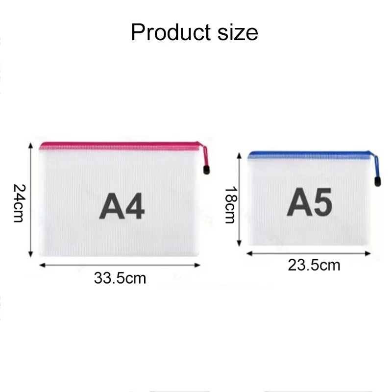 5pcs A4/A5 문서 폴더 그리드 지퍼 가방 사무실 교육 용품 방수 문서 파일 편지지 보관 가방 TMZ