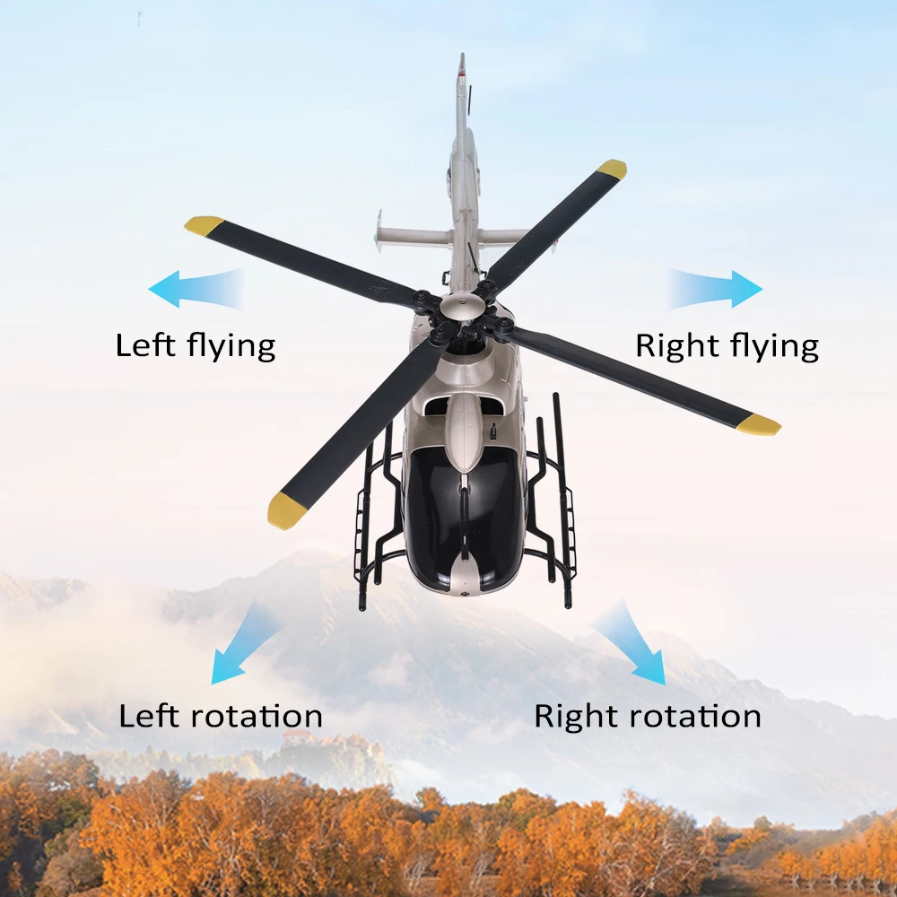 RC EAR C123 RC Helicopter Ec135  Dual Brushless Motor 2.4G 6CH 6-Axis Gyro Optical Flow Localization Altitude Hold Remote RTF 4