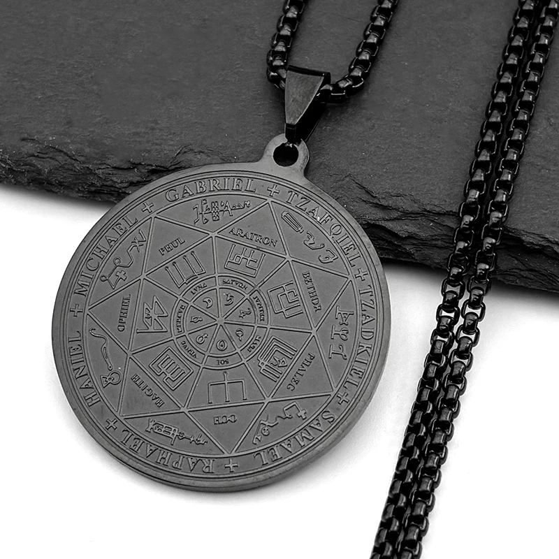 Divine Archangels Sigil Pendant Necklace - Stainless Steel Angel Amulet Jewelry
