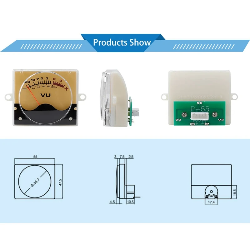 P-55SI High Precision VU Meter Head DB Meter Amplifier Audio Panel Level Meter With Backlight 3