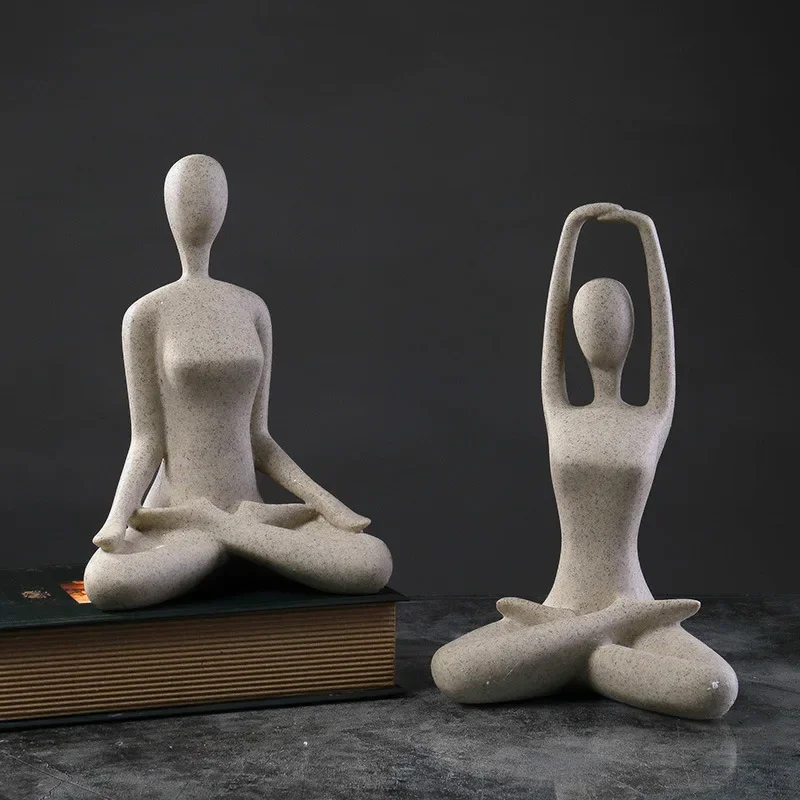 

Modern Living Room Decor Yoga Woman Sculpture & Figurines for Interior Home Table Ornaments Figure Statue Decor
