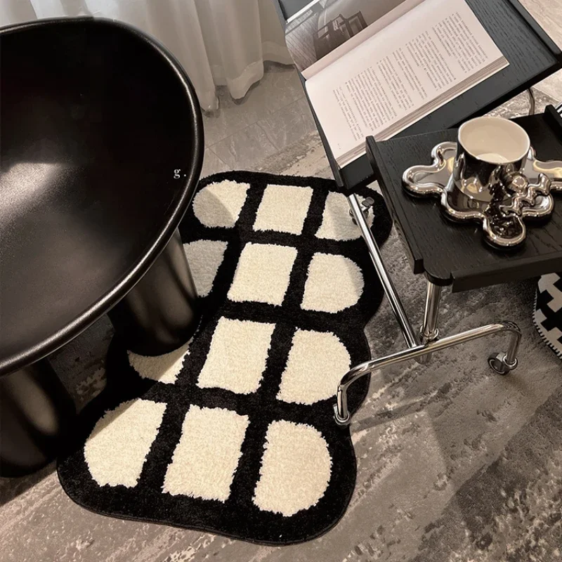 

Fashionable Design Bathroom Absorbent Door Mat Bedroom Decoration Non-slip Rug Cool IG Trendy Thick Soft Floor Mats Carpet