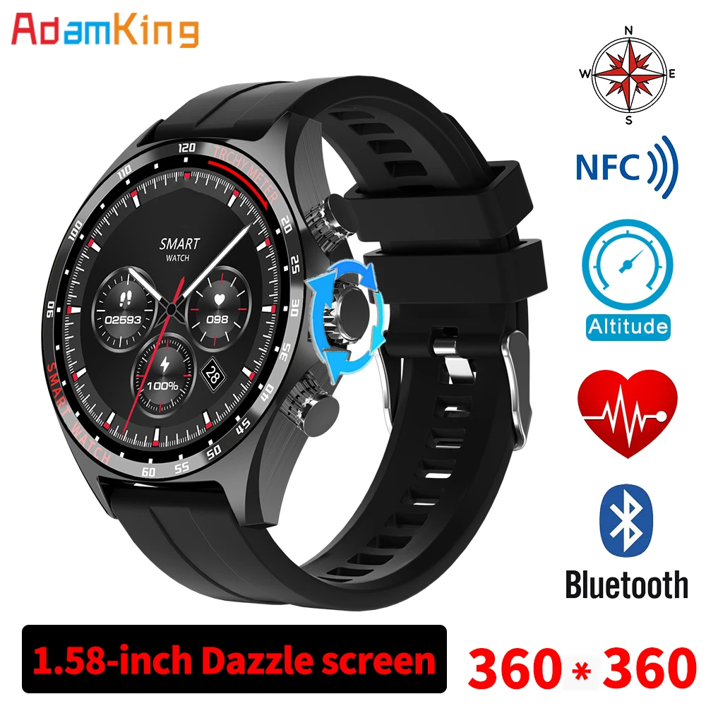 

Смарт-часы мужские с поддержкой Bluetooth, измерением пульса и уровня кислорода в крови