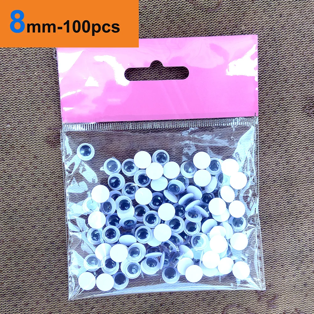 100pcs/Box DIY Safety Wiggly Googly Eyes Stickers Self Adhesive For Crafts Toys Black White Big Movable Doll Amigurumi