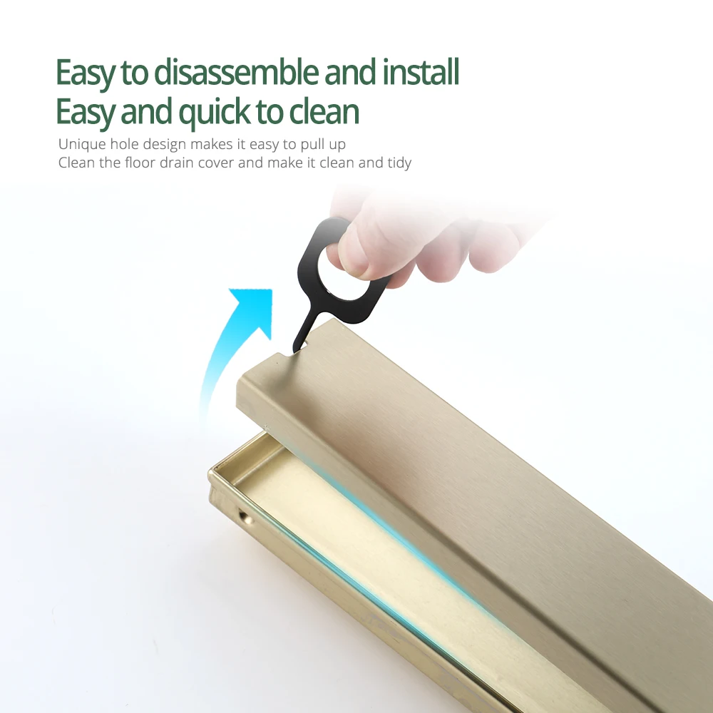 Floor Drain Linear Shower Drain Stainless Steel Tile Insert 60-90CM Deodorize Rustproof Bathroom Accessories Floor Drain
