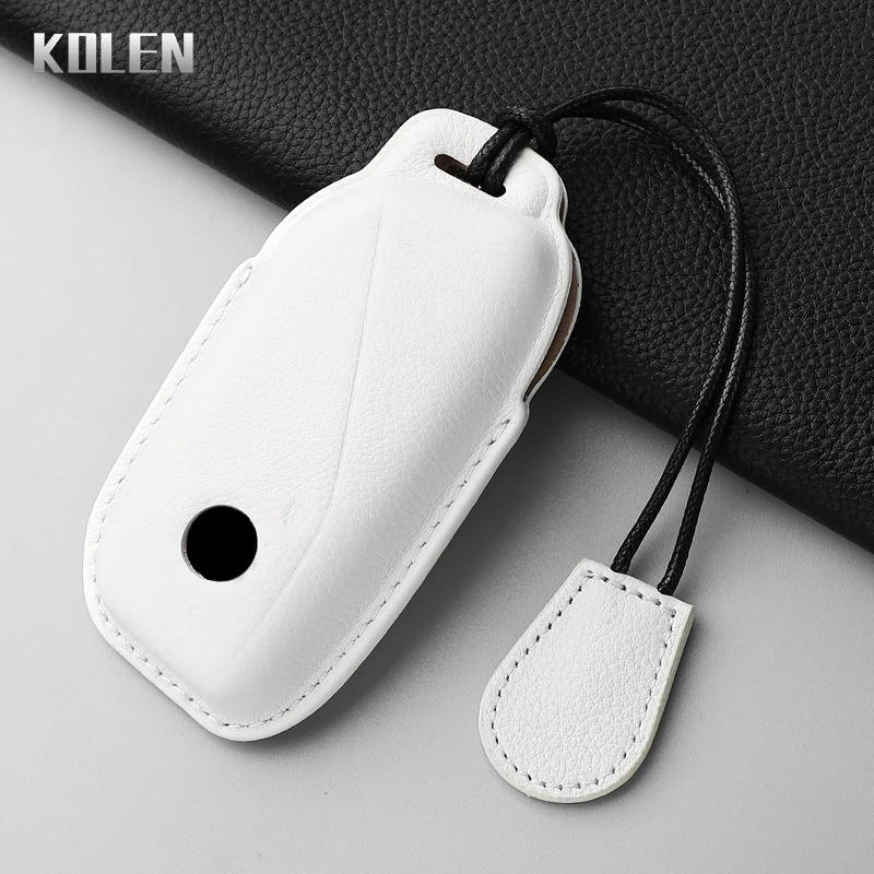Premium Leather Car Key Case Cover - Elegant Keychain Fob Accessory