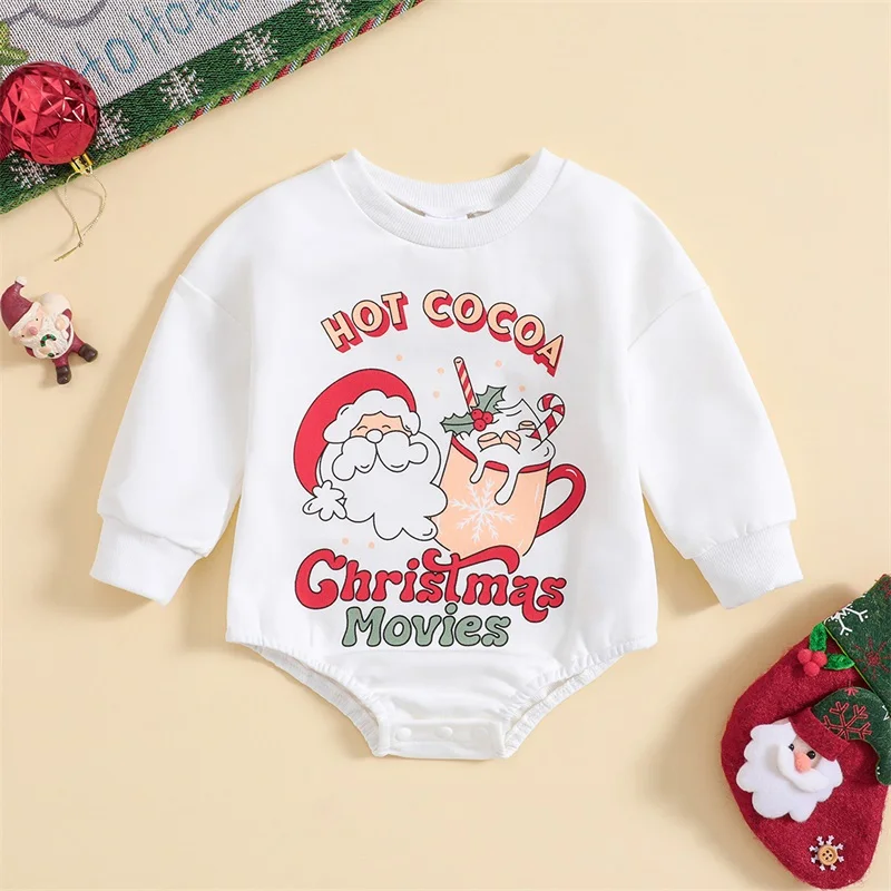 

2023-10-05 Lioraitiin 0-24M Newborn Baby Girls Christmas Outfits Casual Romper Long Sleeve Letter Print Jumpsuits Xmas Clothes