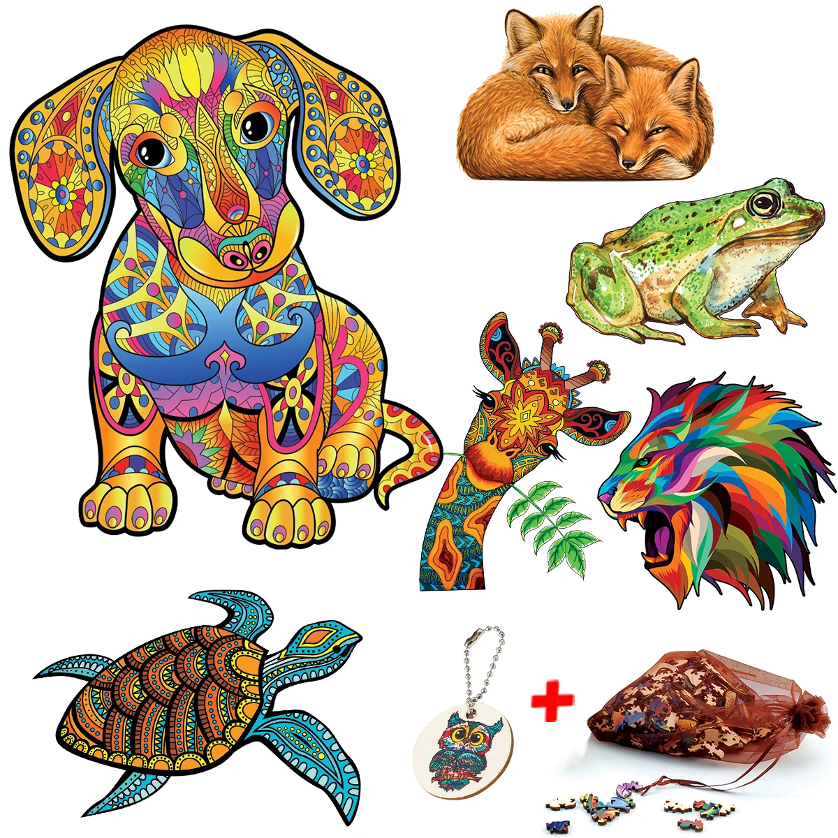 

Interesting Wooden Animal Jigsaw Puzzles Pretty Puppy Mysterious Disc Puzzle Games For Kids Adults Challenging Board Set Toy