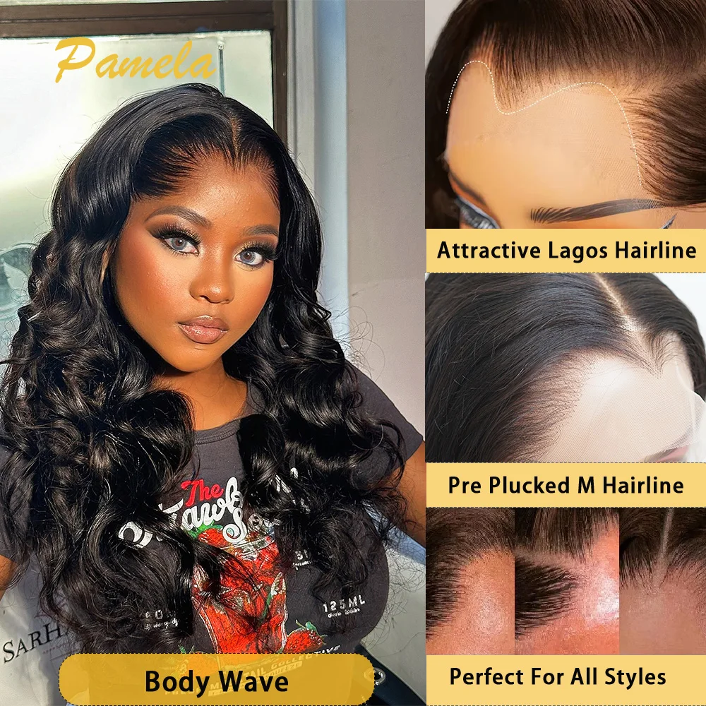 New Trend Lagos Hairline Body Wave 13x6 Lace Frontal Glueless Wig Curly Human Hair Glueless Lace Front Wig PrePlucked Woman Wigs