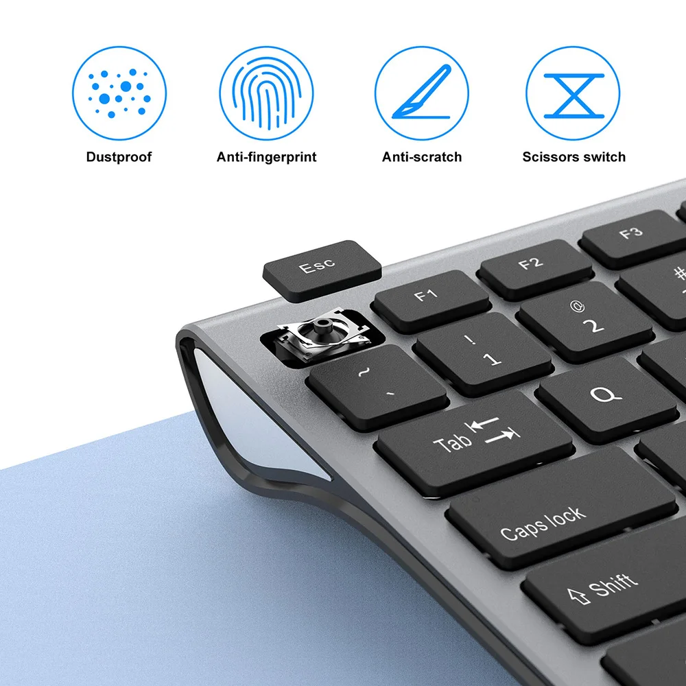 Seenda-usb Teclado sem Fio Teclas de Design Ergonômico Tamanho Completo Fino para pc Computador Laptop Layout Russo Coreano - Imagem 2