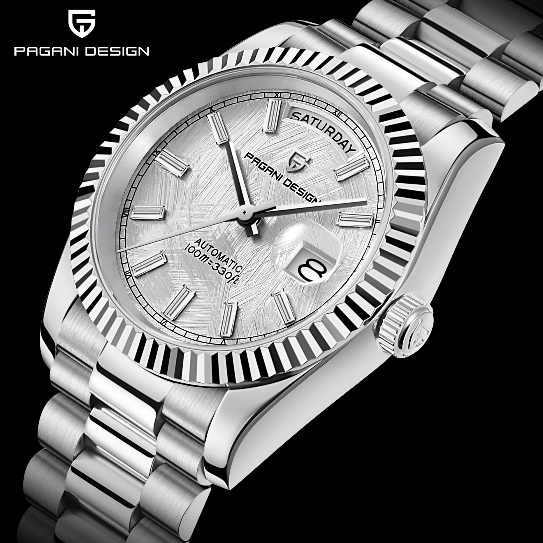 PAGANI DESIGN Men's Automatic Watch Luxury Mechanical Watch Stainless Steel Waterproof Wristwatch AR sapphire Mirror