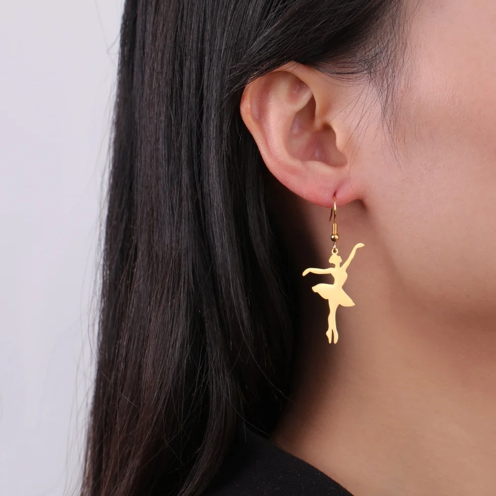 Edelstahl Ballett Tropfen Ohrringe Elegante Ballerina Tänzerin Anhänger Ohrringe für Frauen Ästhetische Mädchen Schmuck Geburtstag Geschenke – Detail 18