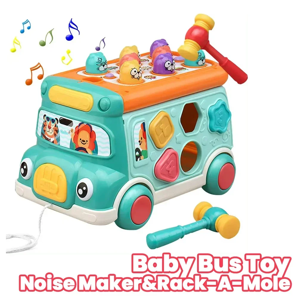 Jouet de Bus pour bébé, fabricant de bruit, jouets musicaux éducatifs d'apprentissage, blocs en forme de rack-a-taupe, jeu de tri pour tout-petit, cadeau pour nouveau-né