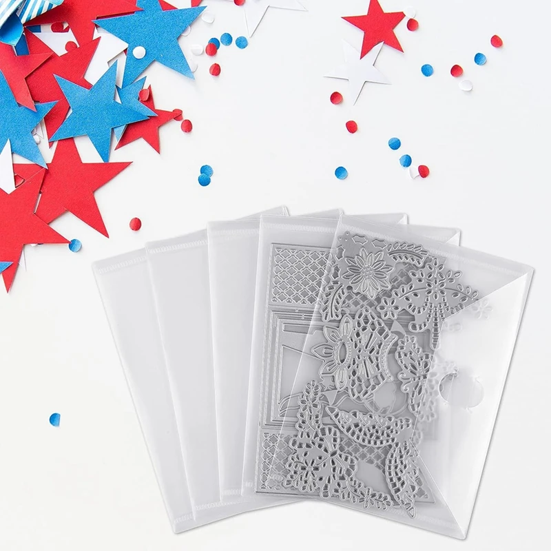 stamp die storage bag 21Piece Clear Stamp And Die Storage Pockets Die Cut Storage Bag Scrapbooking Envelopes (5 X 7 Inch)