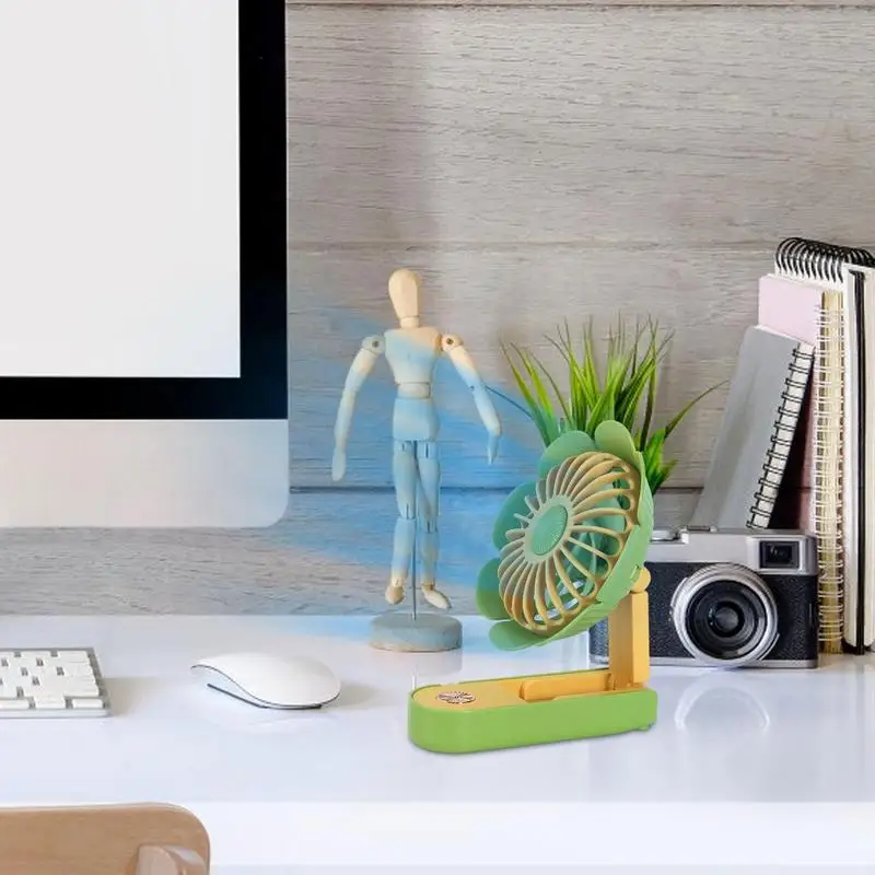 Personal Handheld Fan Cute Sunflower Silent Cooling Air Fan Rechargeable Cartoon Air Circulator Device Portable Household