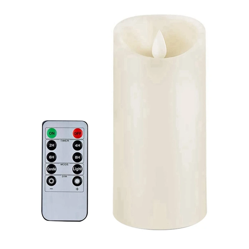 

2X Flickering Flameless Candles Battery Operated With Remote Control And Timer, 3X6 Inch For Indoor Outdoor Decoration