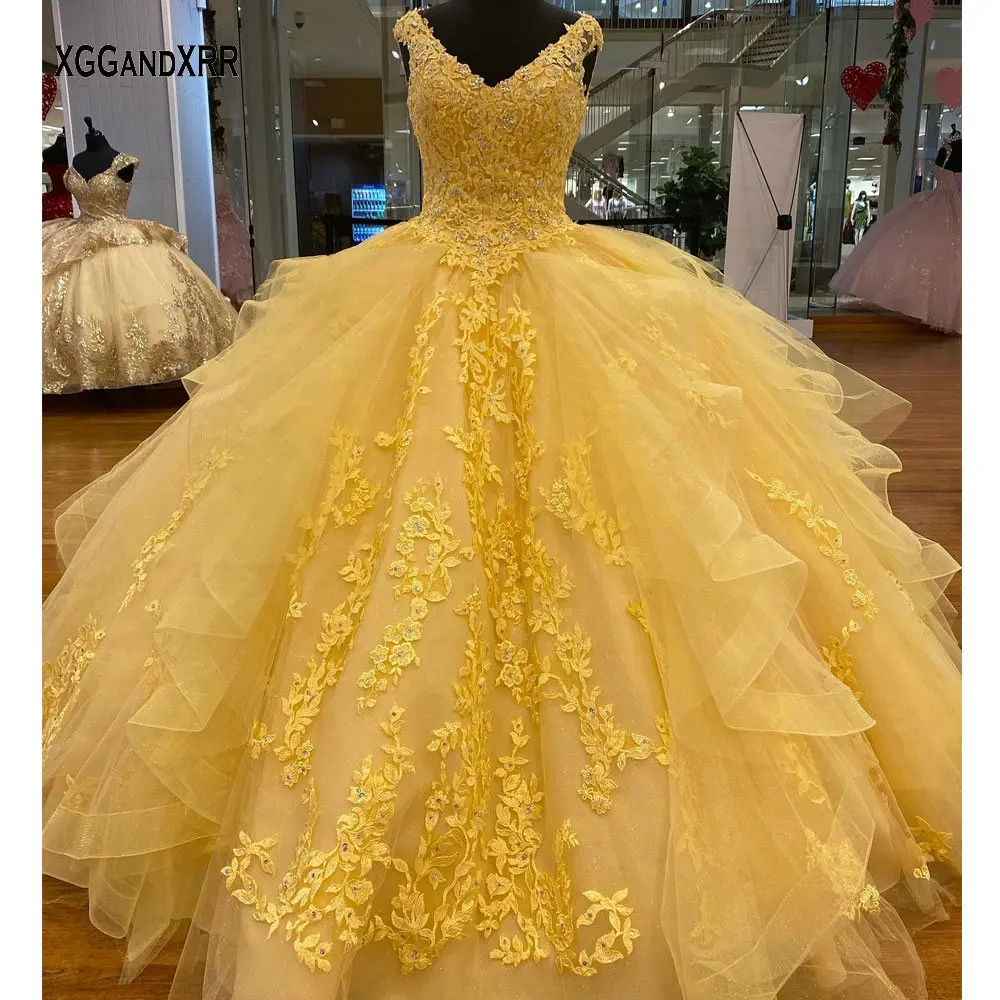 Bella Vestidos De 15 Años Amarillos La Bestia Vestido Amarillo